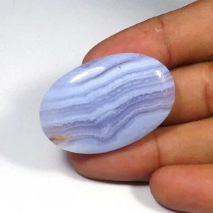 Piedras preciosas de encaje azul 38x24 mm ágata de encaje azul natural 48 quilates cabinas lisas ovaladas DU-111 - Imagen 1 de 15