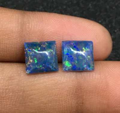 Gorgeous australian triplet opal cabochon multi fire gemstone pair 3 carat - Image 1 of 4