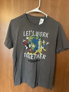 Disney Parks Earth Day Let’s Work Together Mickey Pluto T-Shirt Youth Large NWT - Picture 1 of 4