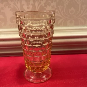 VTG Pink Indiana Glass Whitehall Colony Cubist Pattern , Footed Glasses - Picture 1 of 5