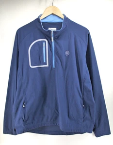 Peter Millar Pullover Fleece Mens XL Performance 1/4 Zip Golf Blue Sweater - Picture 1 of 13