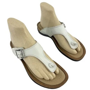 Ecco White Leather Thong Casual Summer Sandals Women's Size 7.5 Preowned - Picture 1 of 6
