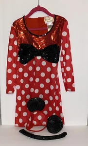 Dream Weavers Costume Dress 4 5 6 S MINNIE MOUSE Polkadot Sequin Ears Halloween - Picture 1 of 12