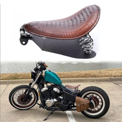Asiento de cocodrilo Bobber marrón con resorte para motocicleta Yamaha V-Star 250 650 950 Foto 1 de 4