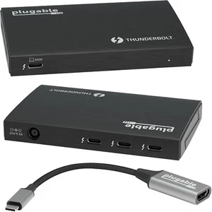 Plugable Thunderbolt 4 USB4 TBT4-HUB3C 60W Charging TB4 Certified 3x USB-C Hub - Afbeelding 1 van 9