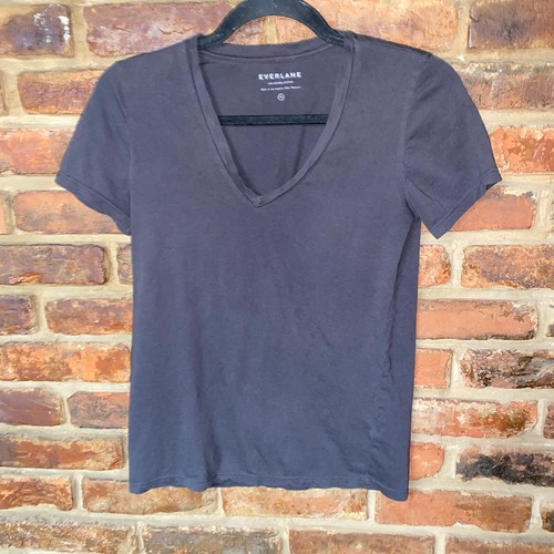 Everlane Black Supima Cotton VNeck Short Sleeve TShirt Women's Size
