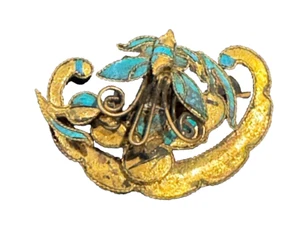 Antique Chinese Kingfisher Feather hair pin Inches 2.5 inches (bin 2). - Picture 1 of 8