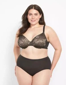 Reggiseno Cacique 1112964 nero pizzo levigato leggermente foderato copertura completa taglia 38H - Foto 1 di 6