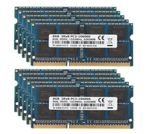80GB 10X 8GB Intel 2Rx8 PC3-10600 Laptop Memory RAM SODIMM DDR3 1333Mhz 204Pin - Picture 1 of 12