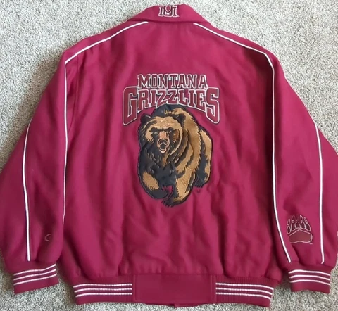 Vintage Montana Grizzlies Carl Banks Wool Varsity Jacket Satin Quilt Lined MED/L Cover