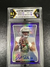 JUSTIN HERBERT 2020 Leaf Metal Draft Prism Purple Portrait 14/25 Auto Rookie