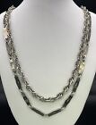Silver Textured Chain Necklace 48 In