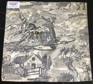 CARLETON V La Chasse in Charcoal 17 3/4 x 18 1/2" Cotton Fabric w/Dogs & Horses - Picture 1 of 3