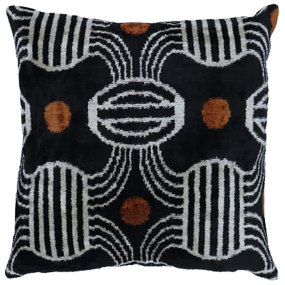 Handmade Square Velvet Feather Insert Black Throw Pillow 16 x 16 in (40 x 40 cm) - Image 1 of 4