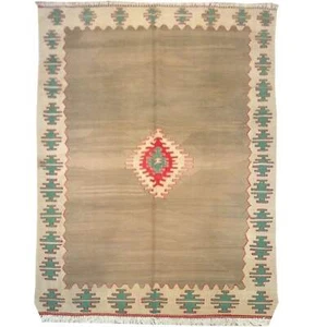 Vintage Hand-Woven Flatweave Turkish Kilim Wool One-Of-A-Kind Rug (Size 5.8 X 8. - Bild 1 von 7
