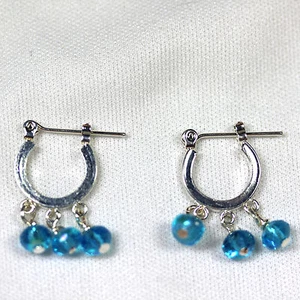 Silver-Plated Earrings with Crystal Drops - Picture 1 of 4