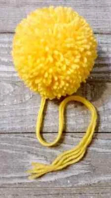 pom pom yarn handmade for crochet hats 3 inch 3 ply yellow bumblebee 1pc - Image 1 of 2