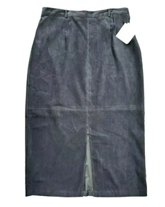 Sag Harbor Damengröße 16 schwarzer langer Rock aus Wildlederimitat mit Schlitz vorne - Bild 1 von 9