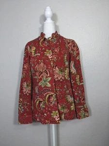 Alexis & Avery Red Floral Long Sleeve Jacket Size M Blazer Boho USA Women N33 - Picture 1 of 4
