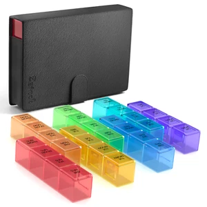 Pill Organizer 7 Day Weekly XL Travel Box 4 Times Daily Reminder Pill Case - Picture 1 of 8
