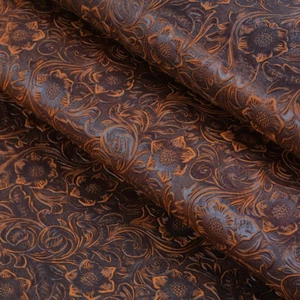 Tooled Genuine Cowhide Leather Western Cowboy, Leather Sheets for Crafts Tooling - Picture 1 of 12