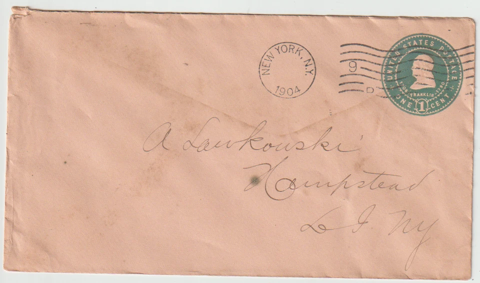 Scott # U381, 1906 1c Green on Oriental Buff Entire Used - Image 1 of 1