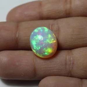 6,2 kt 15 x 12,4 mm Natürlicher AAA-Qualität Grün Feuer Äthiopischer Opal Oval Cabochon - Bild 1 von 11