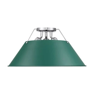 Golden Lighting 3306-3FM CH Orwell 3 Light 19"W Semi-Flush - Chrome / Pine Green - Picture 1 of 1