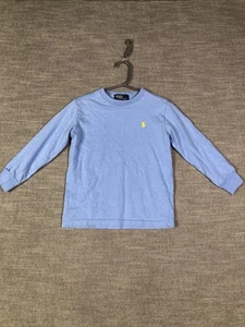 Polo Ralph Lauren Shirt Boys 4T Blue Long Sleeve Pony Crewneck Cotton Classic - Picture 1 of 9