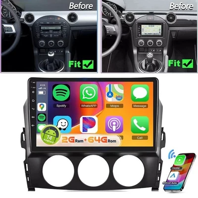 4+64GB for Mazda MX-5 Miata 2006-2015 Car Stereo CarPlay GPS Radio BT Android 15 Foto 1 de 4