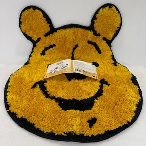 Disney Winnie Puuh Gesicht Badteppich Matte gelb/schwarz zottelig 22,5x30 rutschfest Neu mit Etikett - Bild 1 von 12
