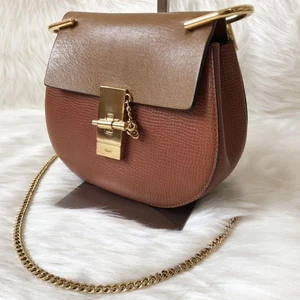 Chloe Schultertasche Drew Chain Schulter Drehverschluss Damentasche braun Leder - Bild 1 von 11