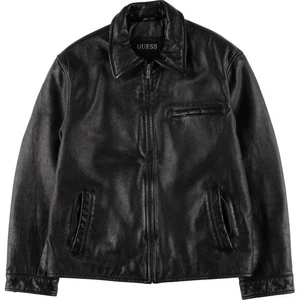 Used Guess Swing Top Padded Leather Blouson Men's Size L - Picture 1 of 7