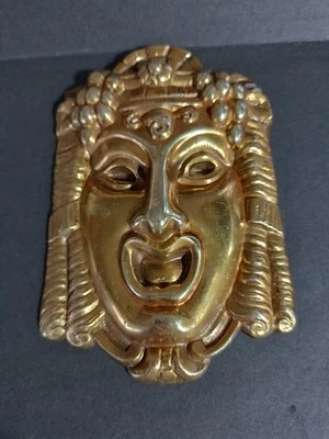 MAGNIFIQUE MASCARON BRONZE DORÉ  SIGNE NUMEROTE N1 - Photo 1/4