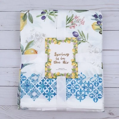 Mantel Tela 52x70 Limón Oliva Abeja Azul Azulejo Borde Foto 1 de 2