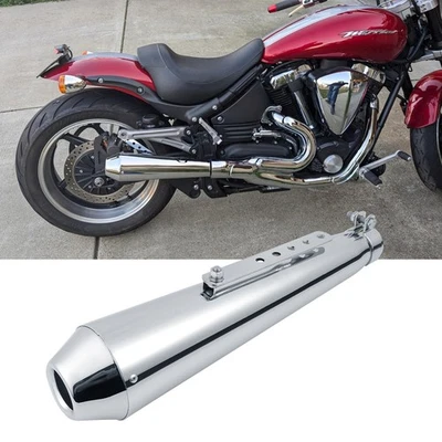 Silenciador de tubo de escape retro cromado para motocicleta Yamaha Road Star Warrior 1700 Foto 1 de 4