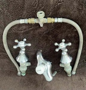 Antique 1923 Crane Bathroom Sink Tap waste Faucet Set old victorian plumbing - Picture 1 of 9
