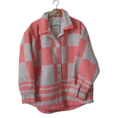 Jaqueta BDG Urban Outfitters Feminina Grande Tamanho Grande Rosa Xadrez Shacket Melton Nova Com Etiqueta - Imagem 1 de 4