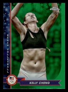 2024 Topps Chrome US Olympic KELLY CHENG GREEN REFRACTOR 20/99 #74 - Picture 1 of 2