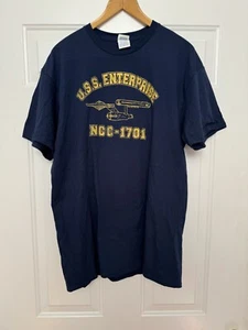 USS Enterprise Star Trek NCC-1701 Navy Blue Adult T-Shirt - Size L - Picture 1 of 3