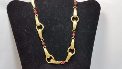 Collar Anitanja Genuino Rojo Cuarcita Diseño Palma Vid Bronce 17.5 + 2.5" $109 Foto 1 de 3