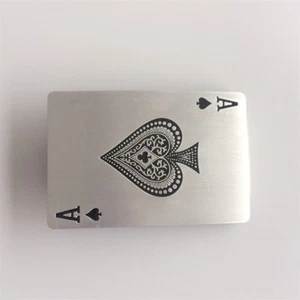 Antique Brushed Silver Black Enamel Casino Rectangle Belt Buckle also US Stock - Picture 1 of 8