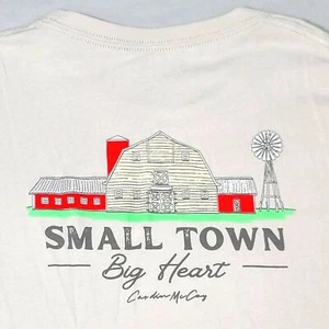 Cardin McCoy gray tshirt (Size L) 'Small Town Big Heart' farm graphic & pocket - Picture 1 of 8