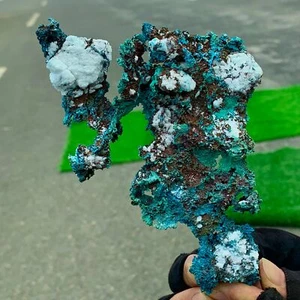 247G Natural iridescent Native Copper with Chrysocolla crystal mineral specimen - Picture 1 of 24