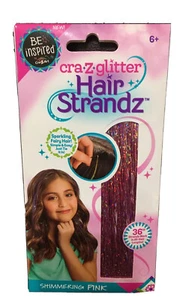 Be Inspired Cra*Z*Glitter TINSEL Hair Strandz Girls Holo Shimmer PINK Halloween - Picture 1 of 8