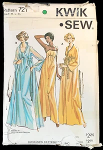 Vintage klassisches Peignoir Negligee Nachthemd/Morgenmantel Kwik Schnittmuster 32,5-43" Brustumfang UCFF - Bild 1 von 8
