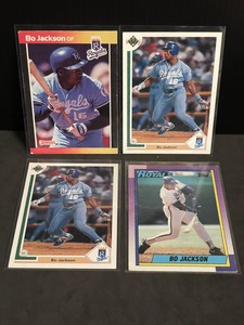 Bo Jackson 4 card lot Topps & Fleer  Kansas City Royals Auburn Tigers Alumni ⚾🏈