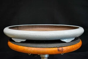 High Quality Chinese Bonsai Pot - White Glaze - 17" x 11 1/2" - Picture 1 of 7