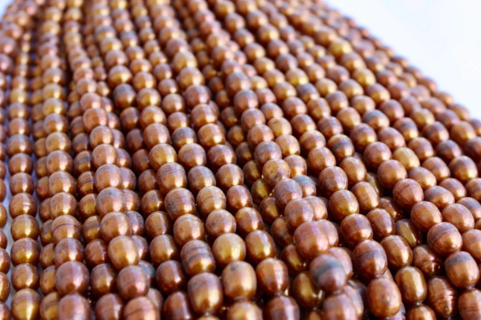 Oval130 8-9 mm AA Zuchtperlen Strang Süßwasser Perlen Schmuck Kette Halskette - Bild 1 von 1