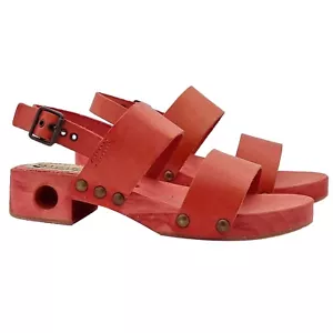 Sandali bassi in pelle rosso cinturino regolabile - Made in italy - GL131 ROSSO - Foto 1 di 4